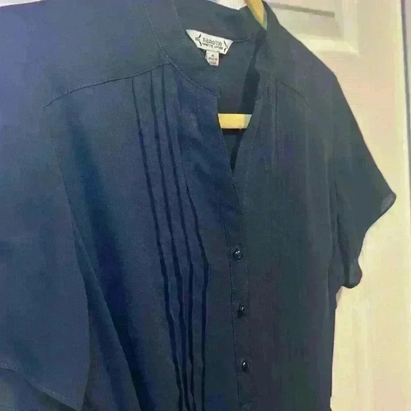 Nanette Lepore Navy Blue Tie Front Pintuck Flutter Sleeve with Slip Women Size 4 - Picture 10 of 11